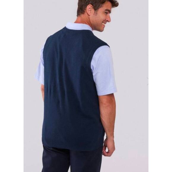 Chaps Sweater Vest Men’s Large Navy Blue Sleeveless Preppy V-Neck Size XL NWT - Picture 8 of 10